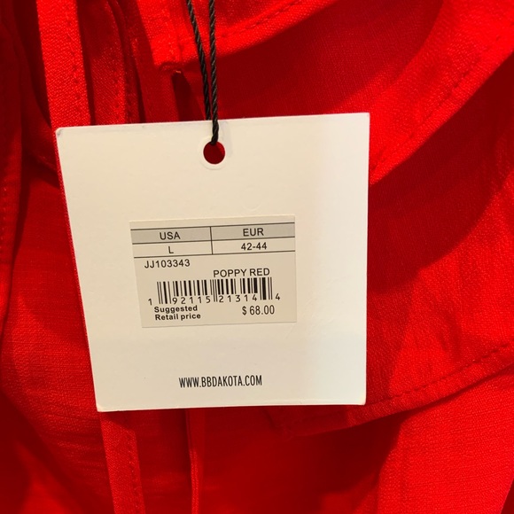 NWT Jack by Bb Dakota Showstopper Red Ruffled Off-the-Shoulder Romper. Size L - Picture 5 of 7